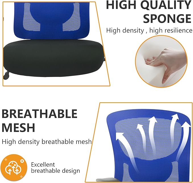 PayLessHere Ergonomic Desk Chair Office Chair Computer Chair 500lbs with Lumbar Support Wide Seat Adjust Arms Rolling Swivel High Back Task Executive Big and Tall Office Chair for Home Office，Blue