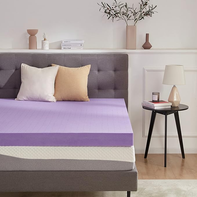 SINWEEK 4 Inch Gel Memory Foam Mattress Topper Ventilated Soft Pressure Relieve Mattress Pad, Breathable Bed Topper, CertiPUR-US Certified, King Size