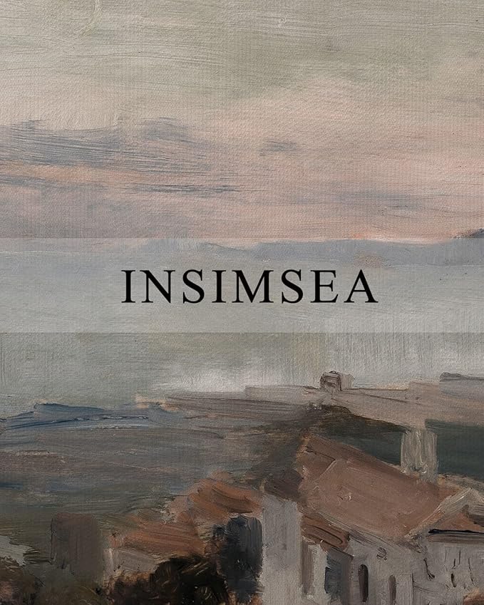 InSimSea Framed Wall Art for Living Room - Vintage Coastal Town Landscape Canvas - Rustic Farmhouse Decor for Office - Retro Room Decorations 9x11in