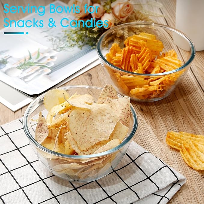 NUTRIUPS Glass Bowls Set Cereal Bowl Glass Salad Bowls Small Bowl for Kitchen (30oz-set of 2)