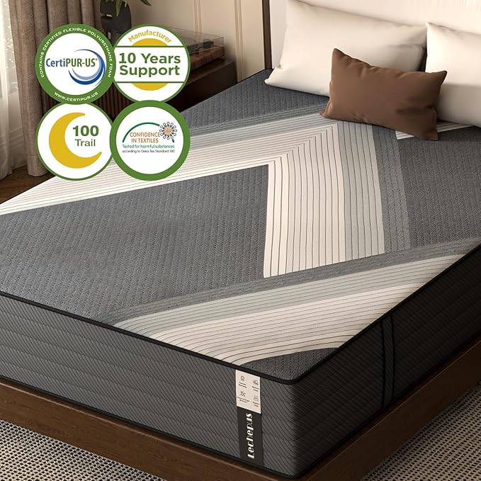 Full Mattress, 10 Inch Medium Firm Hybrid Mattress in a Box, Supportive Memory Foam and Pocket Coil Full Size for Back Support,Pressure Relife, Motion Isolation, No Fiberglass