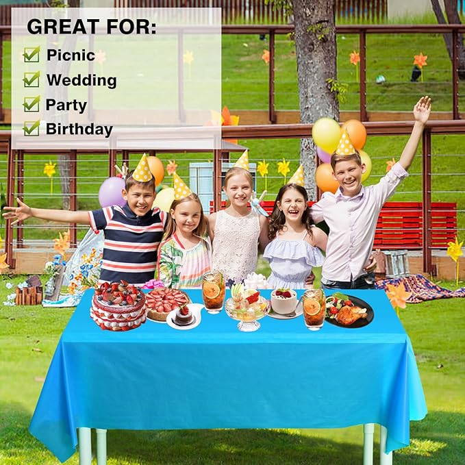 Craft And Party, 54 in x 300 feet Plastic Table Cover Roll for Party, Banquet, Picnic, Kids Activities for Any Size and Shape Table (Turquoise, 54" x 300ft)
