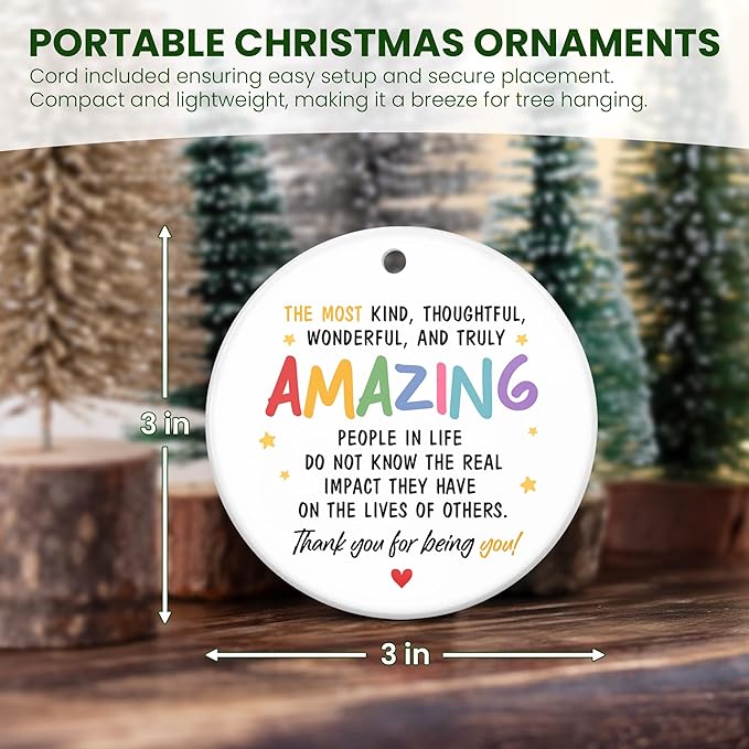 GEEMBI Christmas Coworker Gifts for Women Friends - Ceramic Christmas Ornaments 2025 for Tree Decorations - Inspirational Appreciation Thank You Gifts for Coworkers Work Bestie, Stocking Stuffers