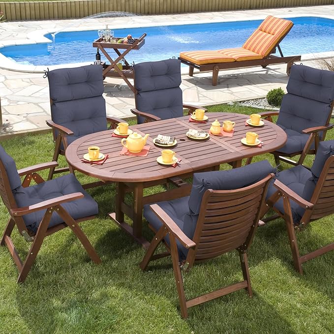 Set of 2 Outdoor High Back Chair Cushions 44"x 22",Water Repellent Rocking Seat Cushions Replacement, Seat/Back Chair Cushions for Patio,Porch,Balcony and Indoor - Textured Navy