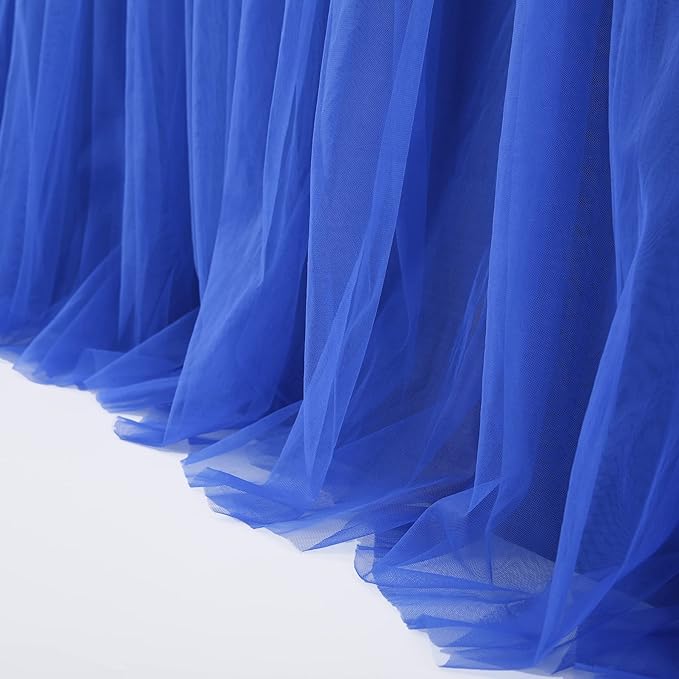 Royal Blue Tulle Table Skirt for Baby Shower 9ft Tutu Table Cloth Cover for Wedding Reception, Bridal Shower, Birthday Party, Graduation, Banquet Decorations