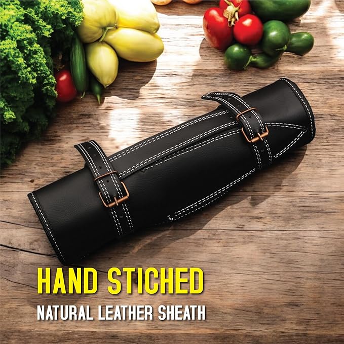 5 PCS Handmade Kitchen Chef Knife Set Hand Forged High Carbon Steel Blade Pakka wood Handle With Leather Bag Kit set included (Chef, Cleaver, Butcher, Paring, Fillet knife, Utility Knife) (Pakka Wood)