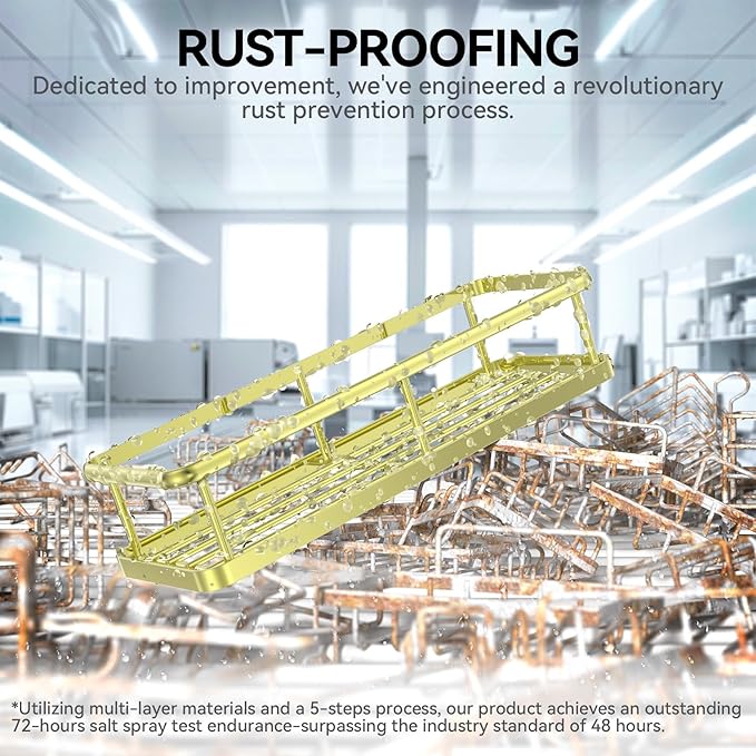 YASONIC Shower Caddy, 6 Pack Large Capacity Bath Organizer with Soap Holder and 12 Hooks, Rustproof Shower Shelves for Inside Shower, No Drilling&Sleek Bathroom Organizers and Storage Gold