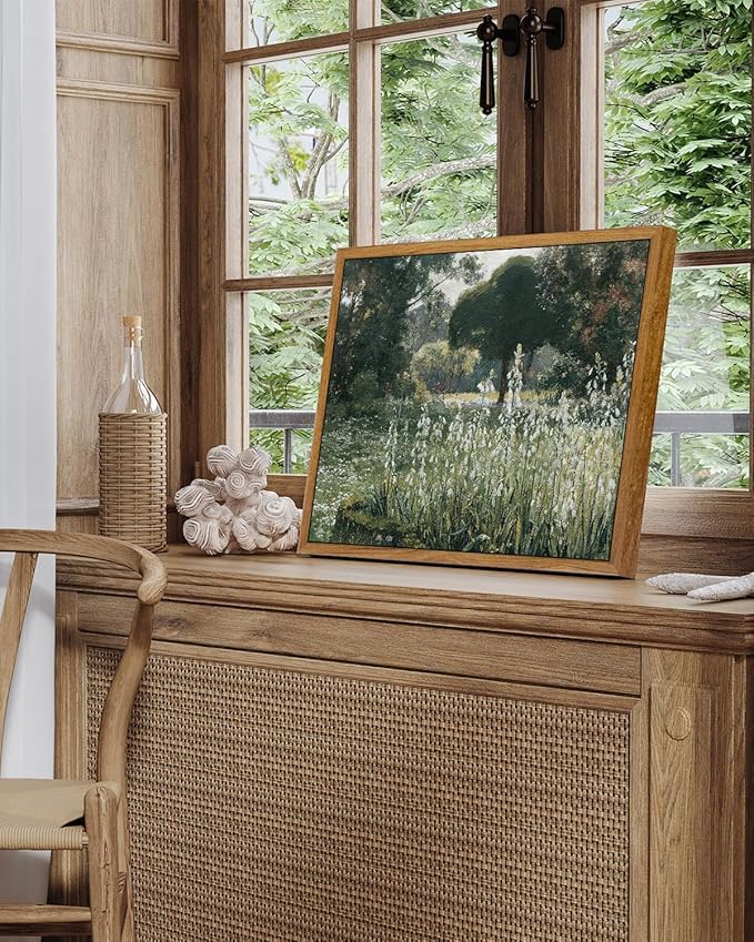 InSimSea Framed Canvas Wall Art Vintage Decor, Landscape Wall Art, Wall Art for Living Room, Summer Hyacinths Vintage Prints Wall Decorations for Living Room Bedroom Office, 9"x11"