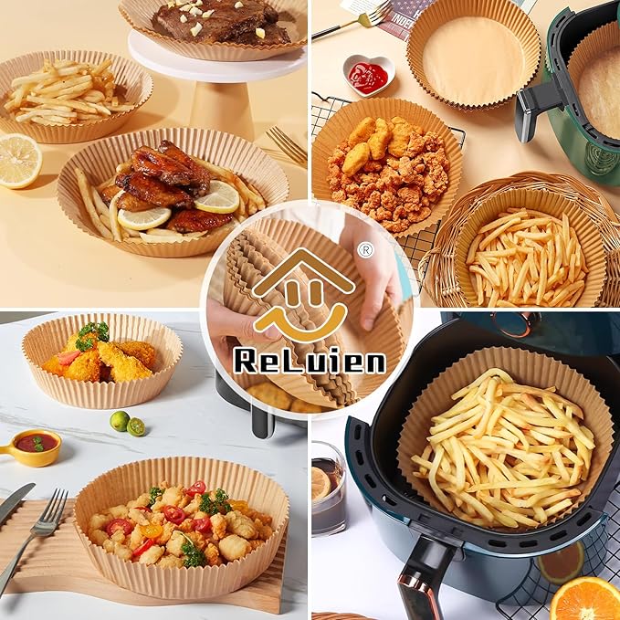 Air Fryer Liners Disposable, 200PCS Non-stick Oil Resistant Air Fryer Parchment Paper Liners, 8 Inch Air Fryer Liners, Round Airfryer Liners for 5-8QT Air fryer, Baking, Roasting Microwave