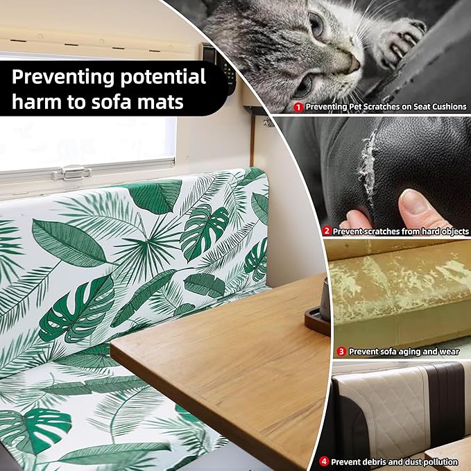 Rv Dinette Cushion Covers,Printing Stretchable Camper Cushion Cover,RV Cushion Slipcover,Rv Couch Cover Replacement for RV Camper Car Bench,2 Backrest Covers and 2 Bench Covers (Summer)