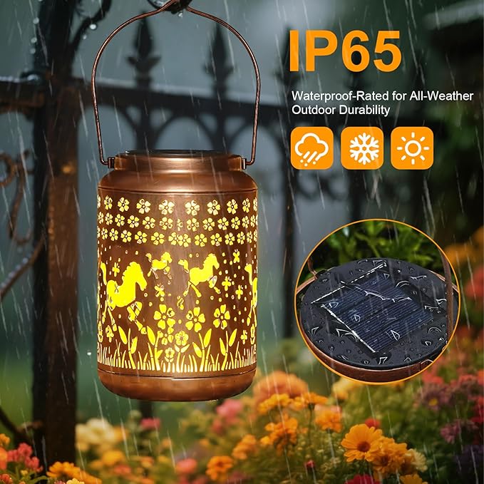 Solar Lanterns Outdoor, Horse Lantern Garden Decor Waterproof Decor Light Hanging Solar Lights Yard Decor, Gifts for Women, Gifts for Mom, Gifts for Grandma