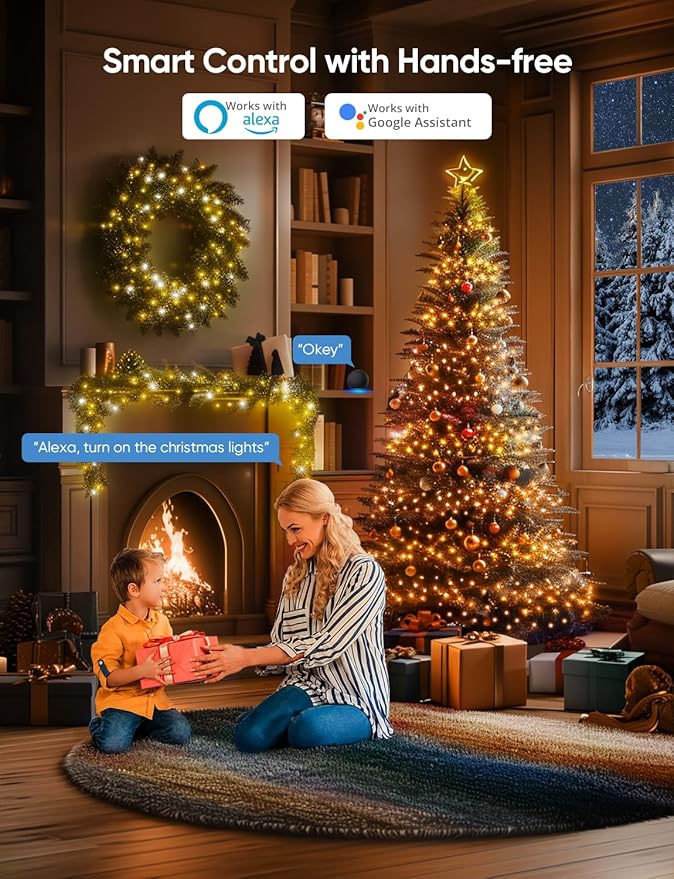 APPECK Christmas String Lights,134 FT 400 LED Outdoor String Lights, 111 Scene Modes Smart RGBW Color Changing Fairy Lights with App Controlled, Decorations String Light for Indoor, Outdoor Tree Decor