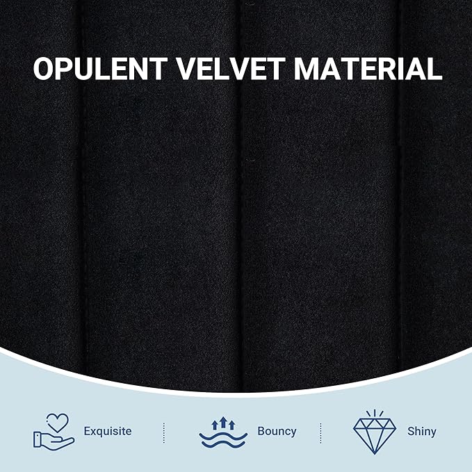 Allewie Twin Bed Frame, Velvet Upholstered Platform Bed with Adjustable Vertical Channel Tufted Headboard, Mattress Foundation with Strong Wooden Slats, Box Spring Optional, Easy Assembly, Black