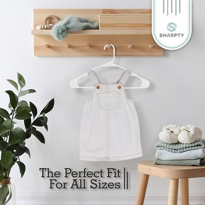 Sharpty Plastic Hangers, 35 Pack, Slim, Space Saving, Heavy Duty, White