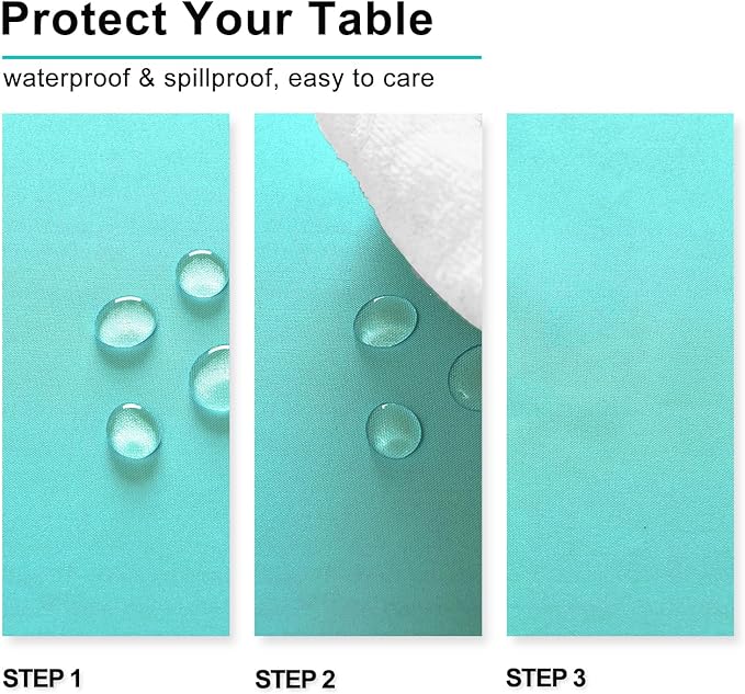 Hiasan Light Blue Tablecloth for Rectangle Tables - Waterproof and Spillproof Washable Fabric Table Cloth for Dining Room Kitchen Party, 60 x 102 Inch