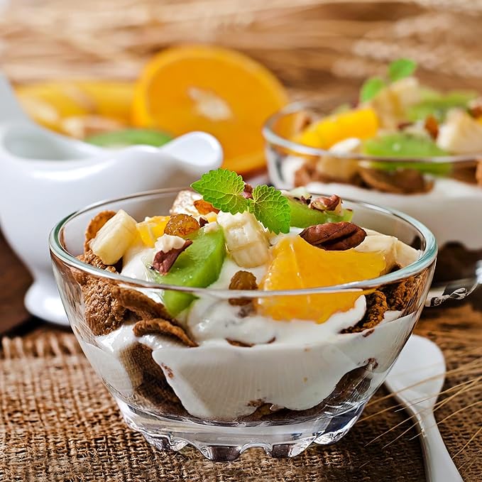 Volarium Glass Bowls Set for Kitchen Prep, Dessert, Snack, Fruit, or Nuts - 9.5 Ounce Capacity Dip Bowls, Set of 6, Premium Quality Clear