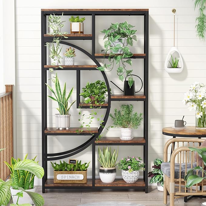 Tribesigns Bookshelf, Industrial 5 Tier Etagere Bookcase, Freestanding Tall Bookshelves Display Shelf Storage Organizer with 9-Open Storage Shelf for Living Room, Bedroom