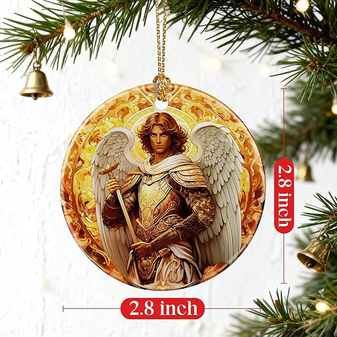 Archangel Michael Ornament | Christmas Ornaments, Christmas Tree Decorations, Holiday Hanging Decor, Warrior Angel Decor | Religious Gifts, Christian Gifts | Faithful Gift, Spiritual Guardian Gift