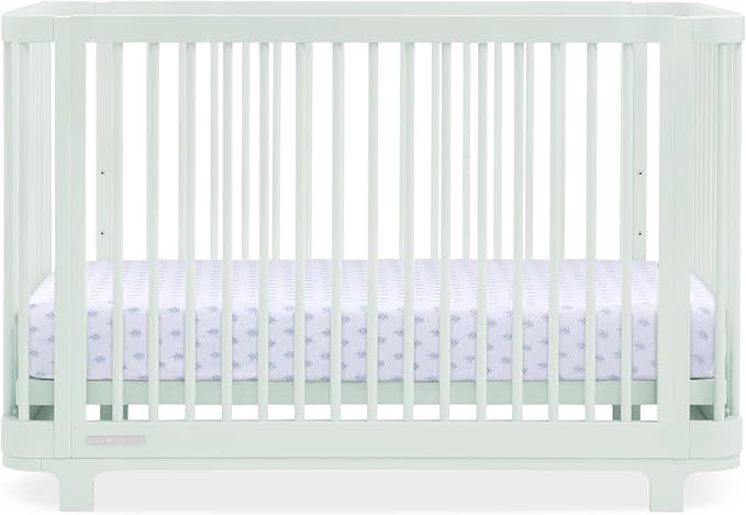 Delta Children Nest Crib and Dresser Nursery Furniture – 4-in-1 Convertible Crib | Forever 6 Drawer Dresser with Changing Top | Light Sage