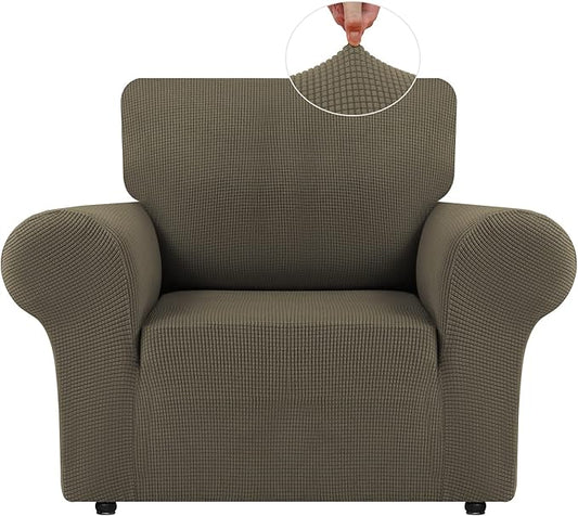 LURKA Stretch Chair Sofa Slipcovers 1 Piece Couch Covers for Sofa Furniture Protector Full Sofa Covers with Elastic Bottom for Kids and Dog (Small, Khaki)