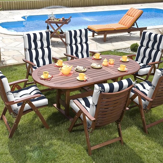 Set of 2 Outdoor High Back Chair Cushions 44"x 22",Water Repellent Rocking Seat Cushions Replacement, Seat/Back Chair Cushions for Patio,Porch,Balcony and Indoor - Cabana Navy