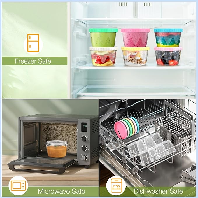 Freezer Storage Containers 6 Pack-16 Oz Deli Containers with Lids BPA Free Microwave and Dishwasher Safe,Food Storage Containers with Lids,Soup Containers for Oats/Salad