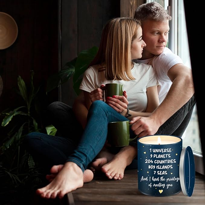 OASSIE Birthday Gifts for Him Her Couple - Long Lasting Vanilla Lavender Candle 10 oz - Anniversary Wedding Gifts for Men Women Boyfriend Girlfriend Husband Wife Friends