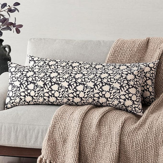 Foindtower Set of 2 Decorative Long Body Lumbar Throw Pillow Covers Accent Farmhouse Cushion Covers Neutral Vintage Pillowcase for Couch Sofa Bedroom Living Room Home Decor Outdoor14×36 Inch,Black