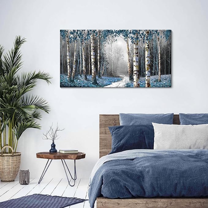 HKDGOKA Canvas Wall Art Living Room Large Fall Pictures Wall Decor Gray Nature Tree Paintings Modern Artwork for Bedroom Kitchen Bathroom Office Home Decor 40"x20"