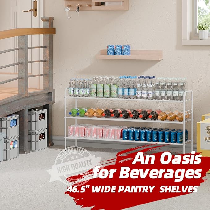 3 Tier Shoe Rack for Closet, 46.5 Inch Extra Long Shoe Storage Organizer for Shelves, Heavy Duty Metal, Easy Assembly, White