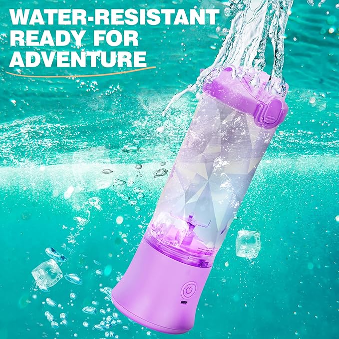Portable Blender,270 Watt for Shakes and Smoothies Waterproof USB Rechargeable with 20 oz BPA Free a Travel Lid. (Purple, 20 oz)