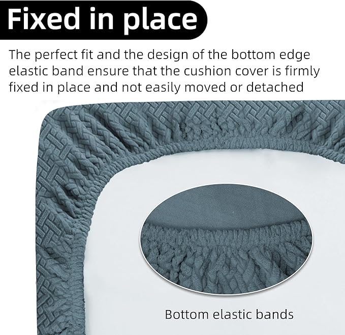 Rv Dinette Cushion Covers,Jacquard Stretchable Camper Cushion Cover,RV Cushion Slipcover,Rv Couch Cover Replacement for RV Camper Car Bench,2 Backrest Covers and 2 Bench Covers (Twill,Sea Blue)