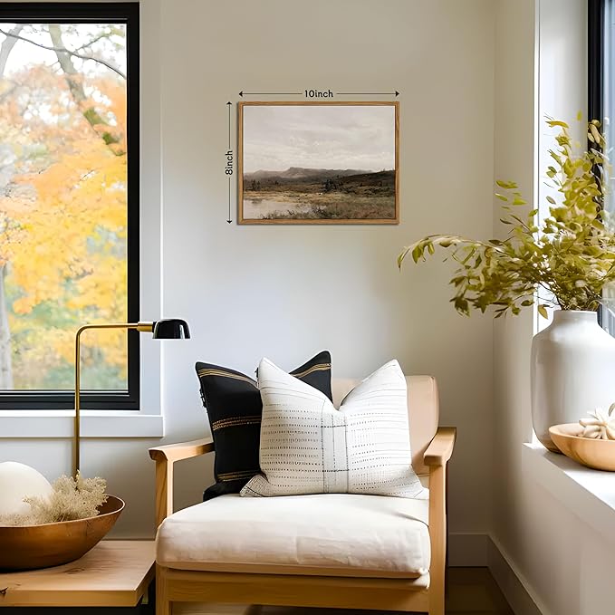 Floating Framed Vintage Canvas Wall Art Decor – Scenic Landscape Paintings Pictures Prints, Nature Countryside Wall Decor for Living Room Bedroom Office and Home Decoration 8x10 inch