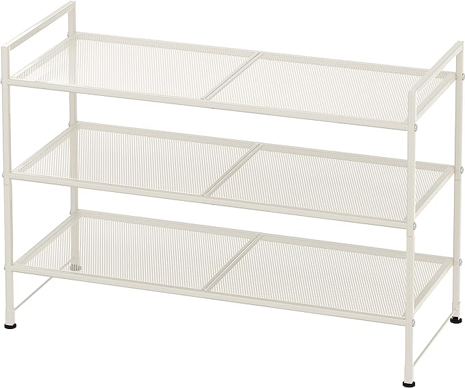 SIMPLE HOUSEWARE 3-Tier Stackable Mesh Shoe Rack, White