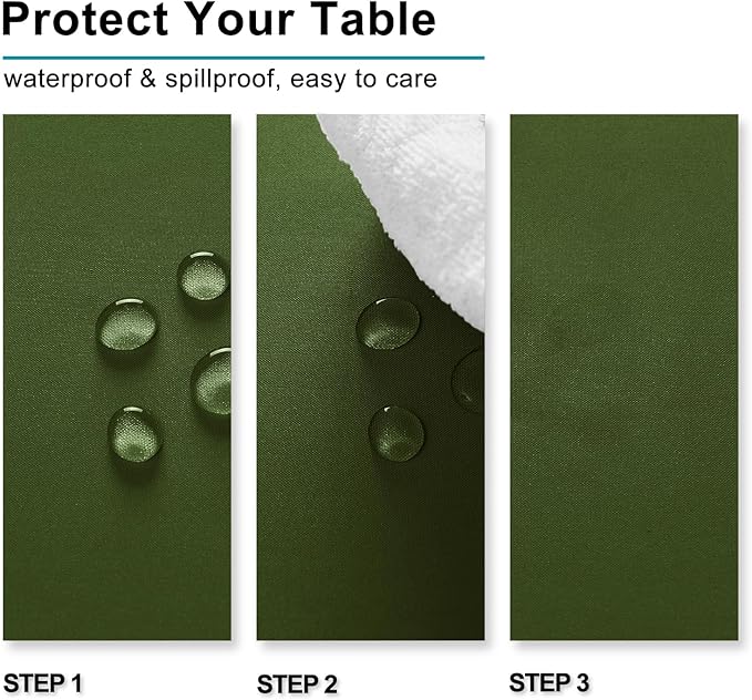 Hiasan Olive Green Square Tablecloth - Waterproof and Spillproof Restaurant Washable Polyester Table Cloth for Dining Room, 30 x 30 Inch