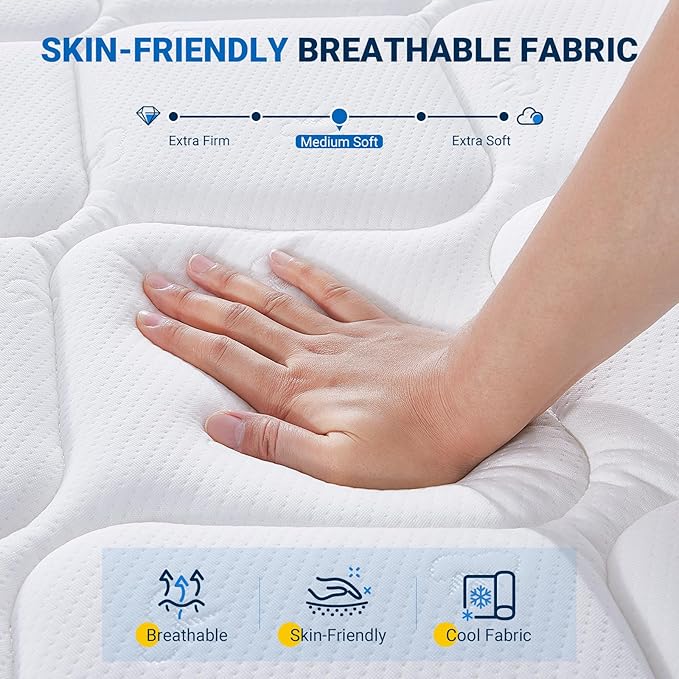 Avenco King Mattress, 12 Inch King Mattresses in a Box, Hybrid King Size Mattresses with Comfort Foam and Pocket Coils for Pressure Relief & Motion Isolation