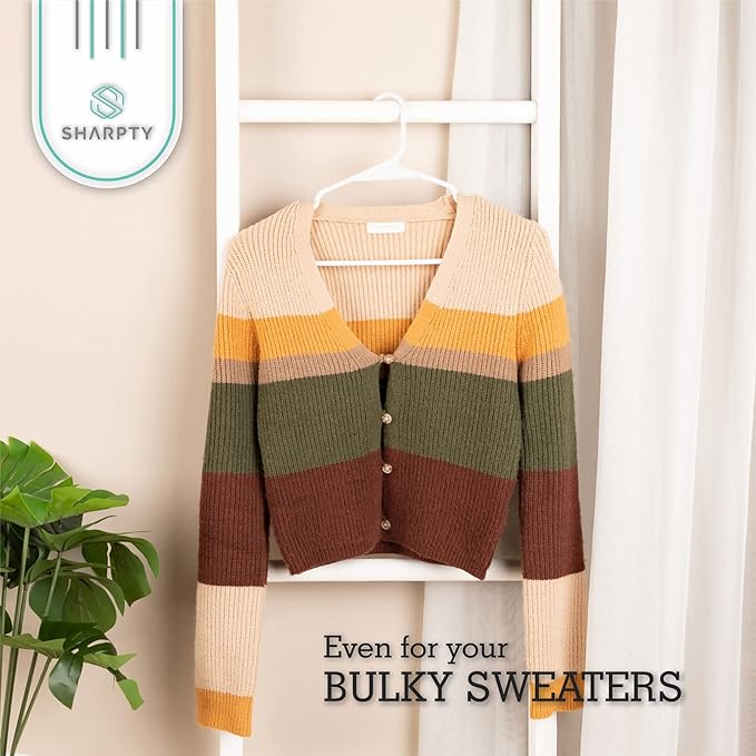 Sharpty - Plastic Hangers - Adult Clothes Hangers - T-Shirt, Dress, Coat Hangers & Accessories - Notched Hanger, Durable & Versatile Color Clothing Closet Hanger(20-Pack,White)