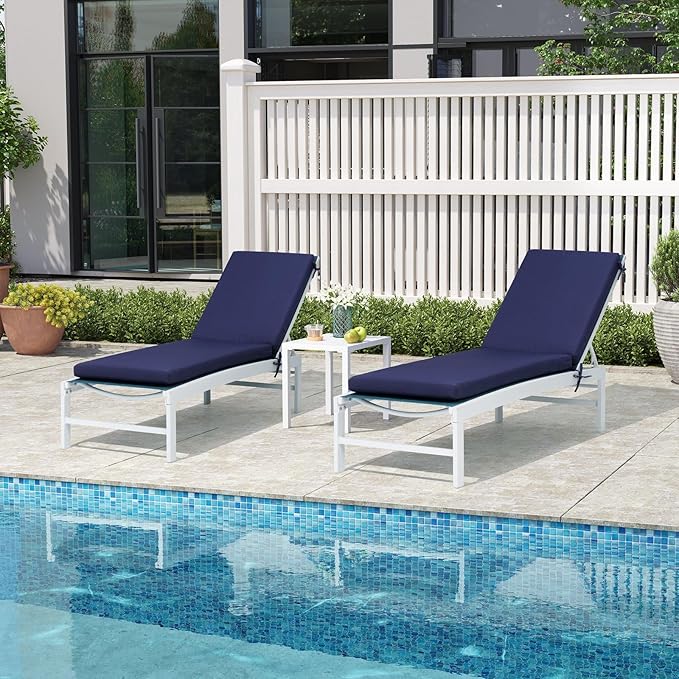 Crestlive Products Chaise Lounge Cushion Outdoor, 72x21 Inch, Waterproof & 3-Year Fade Resistant Lounge Chair Cushion for Outdoor Furniture, Patio Cushion for Pool, Lawn, Deck, Navy