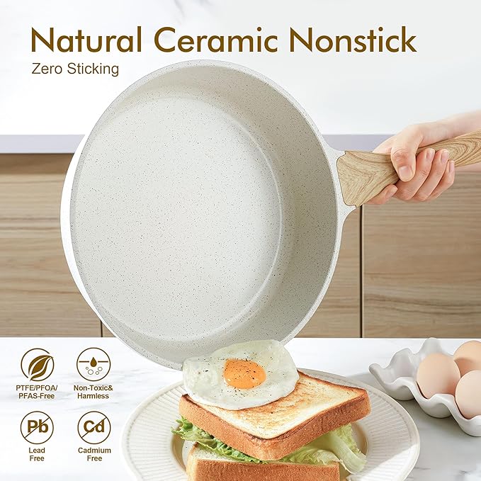 SENSARTE Nonstick Ceramic Sauté Pan 11-Inch/4.3QT, Non-toxic Deep Frying Pan Skillet with Lid, Healthy Jumbo Cooker, Stay Cool Handle, Induction Compatible, PFOA & PFAS Free