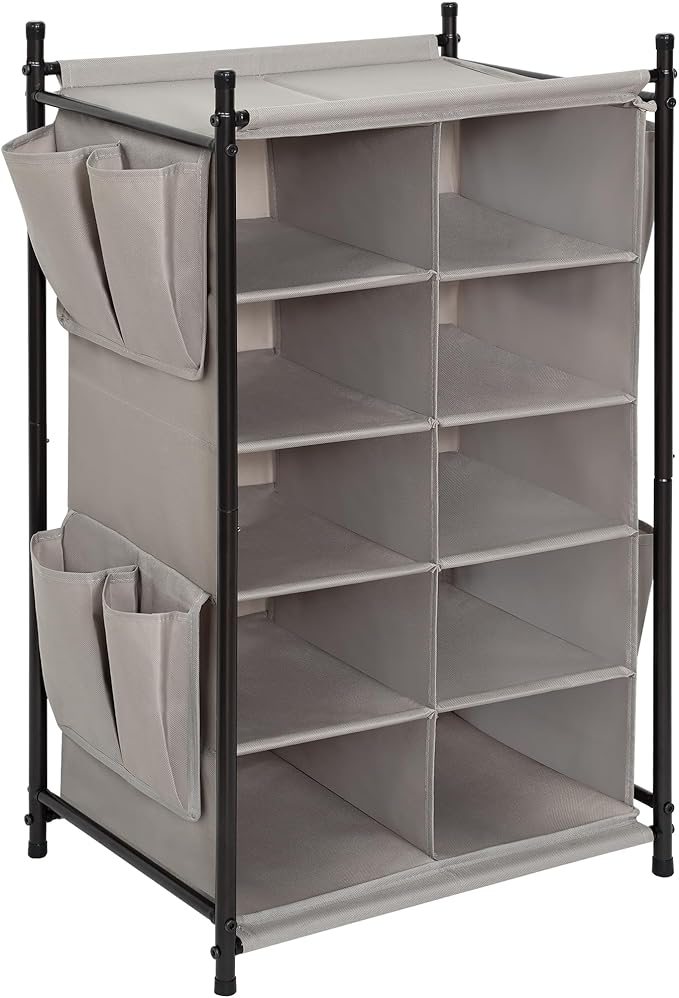 STORAGE MANIAC Shoe Cubby Organizer, Free Standing Shoe Cube Rack for Entryway, Bedroom, Apartment, Closet, 10-Cube Gray