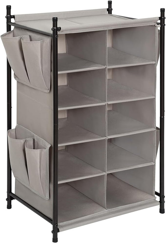 STORAGE MANIAC Shoe Cubby Organizer, Free Standing Shoe Cube Rack for Entryway, Bedroom, Apartment, Closet, 10-Cube Gray