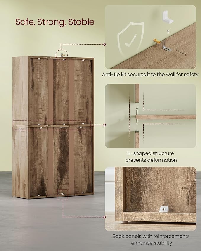 VASAGLE Custos Collection - Bookshelf, 4-Tier Bookcase, Book Shelf, Open Storage Shelf, 9.4 x 23.6 x 42.4 Inches, for Living Room, Home Office, Dinning Room, Camel Brown ULBC164L01