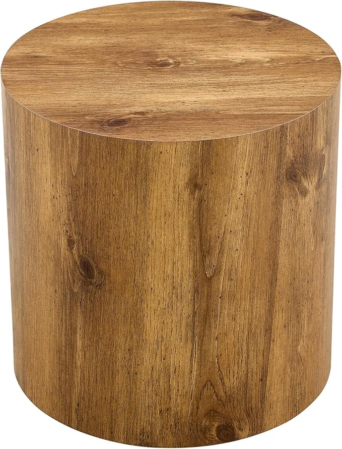Modern Round Top Coffee Table,15.7Inch Cylindrical End Table,Small Side Table with Texture for Living Room,Office,Apartment