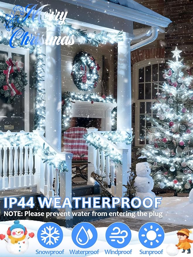 Voice Controlled Smart Christmas Lights Outdoor, 175ft 500 LED Twinkle String Lights with 7 Voice Commands, 12 Modes & Timer, Waterproof Christmas Tree Lights for Party Garden (Cool White)