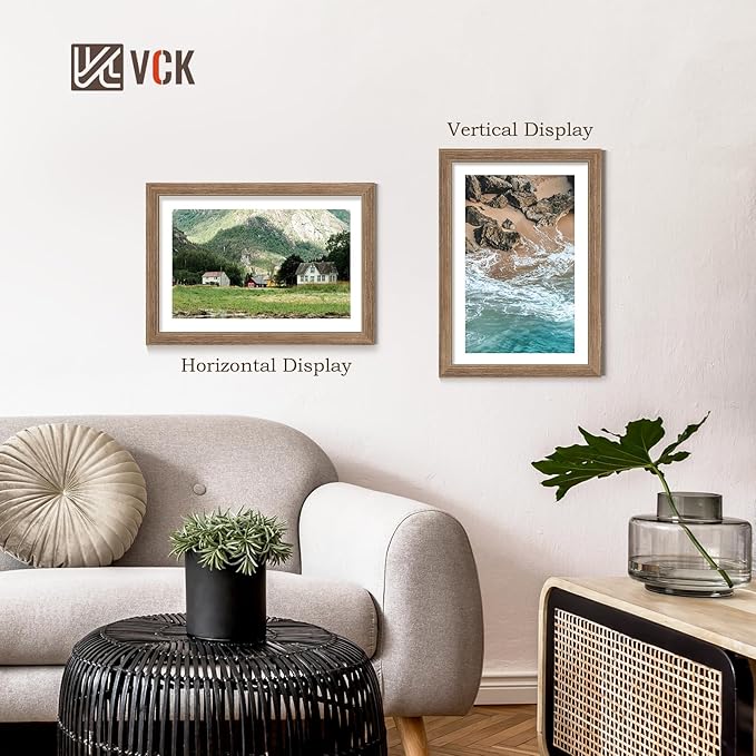 VCK 13x19 Picture Frame Set of 4 - Walnut, Gallery-Quality Wood Poster Frames, 1.1-Inch Wide Border, Polished Plexiglass, Vertical or Horizontal Wall Display for Photo/Art/Prints, Walnut