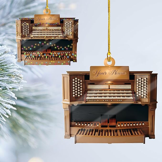 Mostefy Personalized Organ Christmas Ornament 2025, Custom Name Musical Instrument Holiday Decoration, Unique Pipe Organ Keepsake Gift for Musicians & Music Lovers (Organ4)