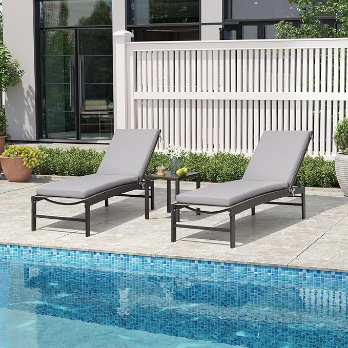 Crestlive Products Chaise Lounge Cushion Outdoor, 72x21 Inch, Waterproof & 3-Year Fade Resistant Lounge Chair Cushion for Outdoor Furniture, Patio Cushion for Pool, Lawn, Light Gray