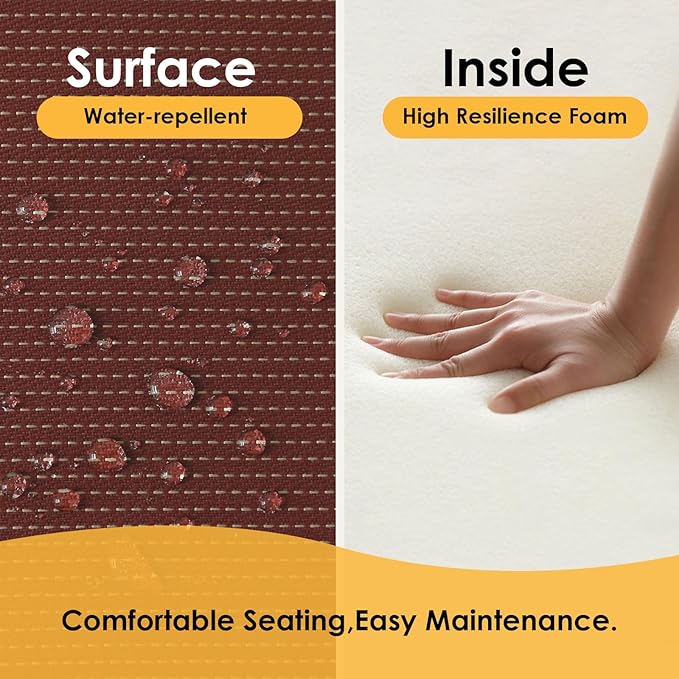 Outdoor Cushions for Patio Furniture Set of 2, 24"x24" Water Repellent Chair Cushions Removable Seat Bottom & Back Cushion Covers for Chair, Sofa, Couch, Tan Dotted Red Base