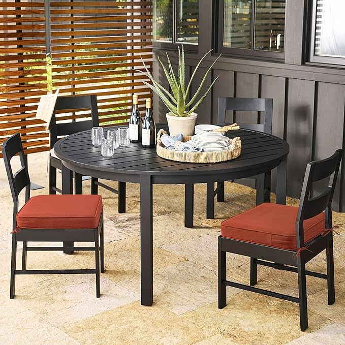 Outdoor Sunbrella Square Corner Seat Cushion, 19"x19"x3", Set of 4, Non Slip Seat Cushion Pads with Removable Cover for Patio Furniture, Garden Yard Lawn, Spectrum Grenadine