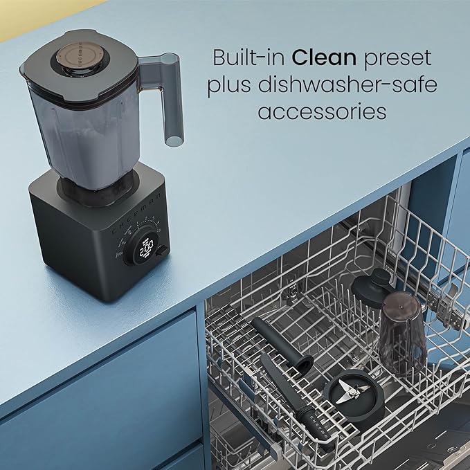 Chefman Obliterator 48 oz Countertop Blender for Smoothies, 1380W Motor to Crush Ice, Nuts, and Frozen Fruit with Stainless Steel Blade, Blender Pack Includes Two 20 oz. Travel Jars - Midnight